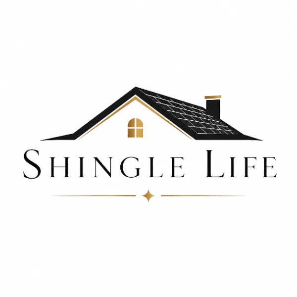 Shingle Life logo: a dark shingled roofline with gold trim above the Shingle Life wordmark